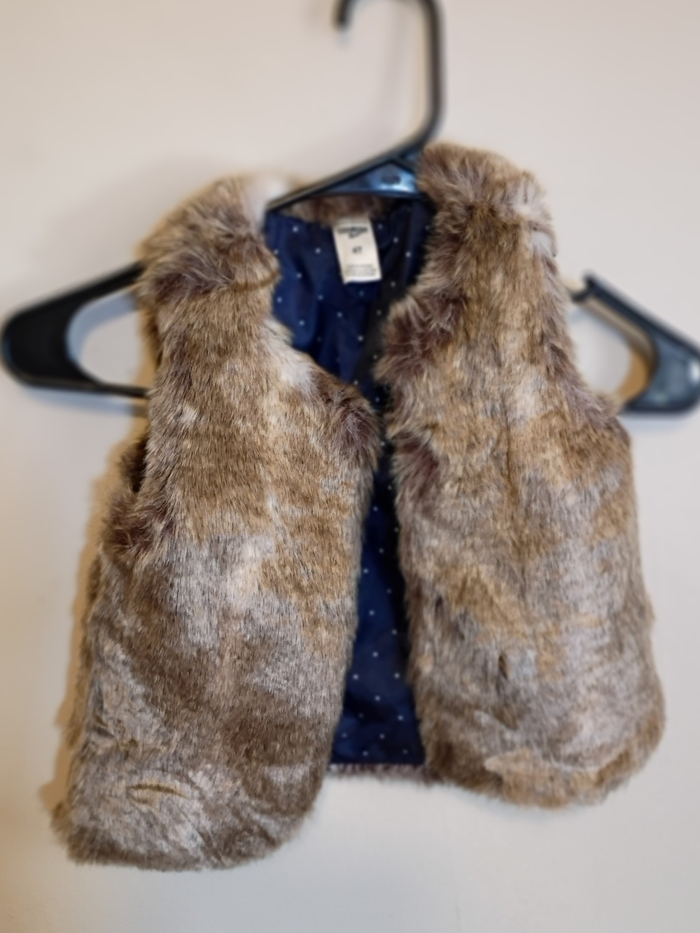 OshKosh B'gosh Girls Faux Fur Vest - Brown and Cream
